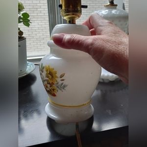 Vintage small white glass lamp